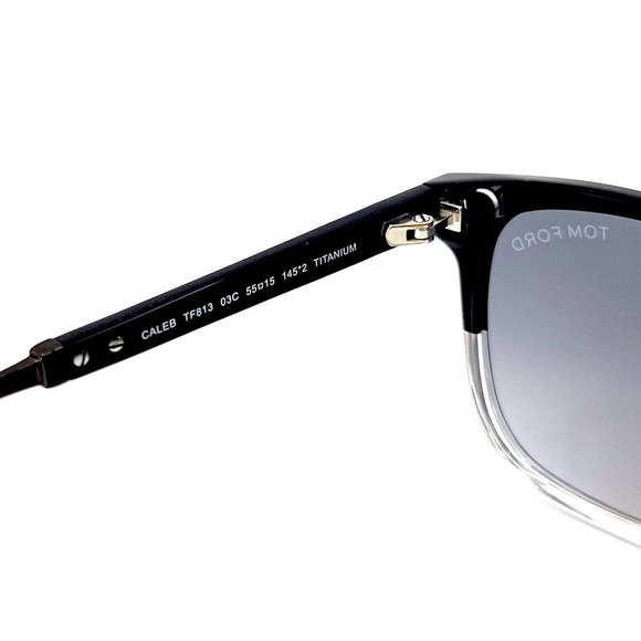 New! Tom Ford Caleb Sunglasses TF813 03C Unisex Rectangle Titanium Authentic - Picture 9 of 11